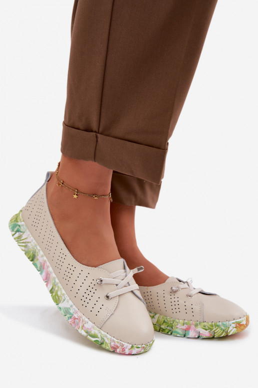 Leather Women's Loafers S.Barski GR61-5970 Beige