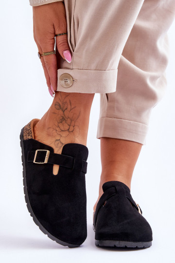 Suede Sandals On Cork Platform Black Vellma