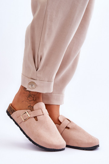 Suede Sandals On Cork Platform Beige Vellma 2