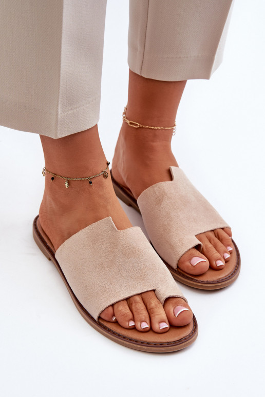 Women's Suede Slip-On Sandals Beige Amite