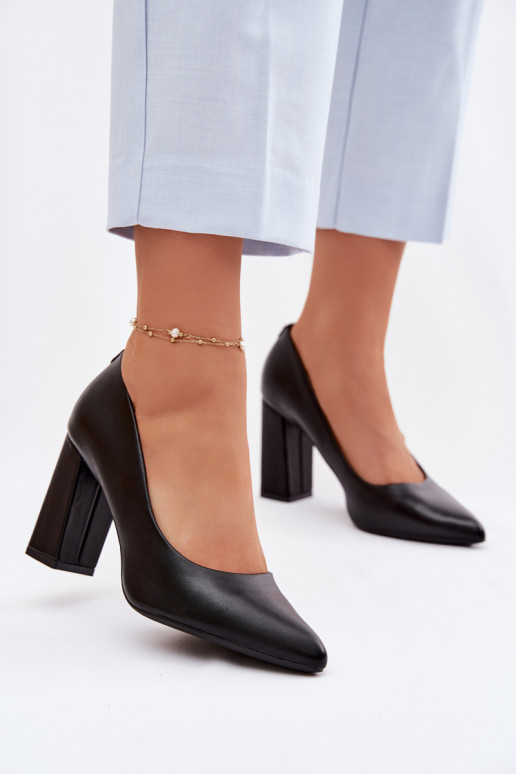 Sergio Leone PB216 Eco Leather Block Heels Black