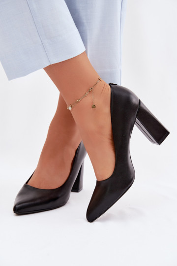 Sergio Leone PB216 Eco Leather Block Heels Black 2