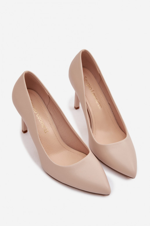 Eco Leather Heels Sergio Leone 1339 Light Beige