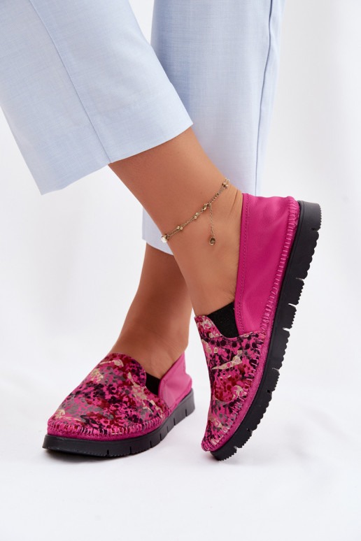 Women's Slip-On Leather Shoes Maciejka 03512-73 Fuchsia