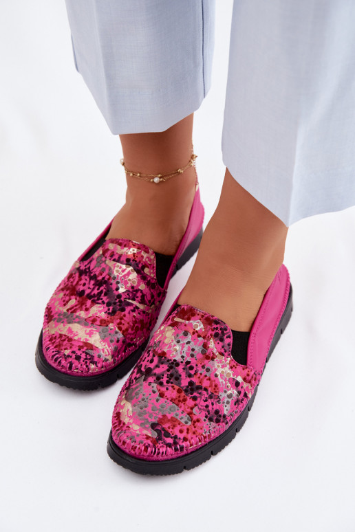 Women's Slip-On Leather Shoes Maciejka 03512-73 Fuchsia