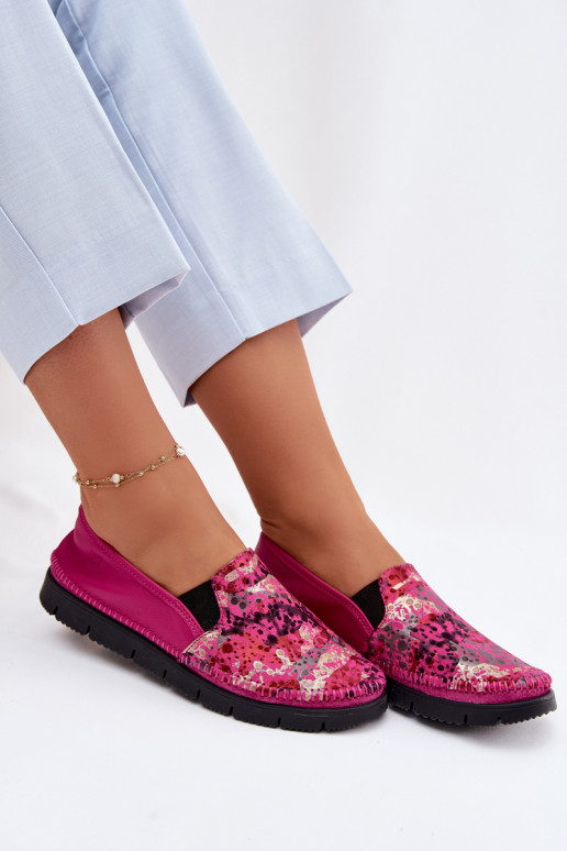 Women's Slip-On Leather Shoes Maciejka 03512-73 Fuchsia