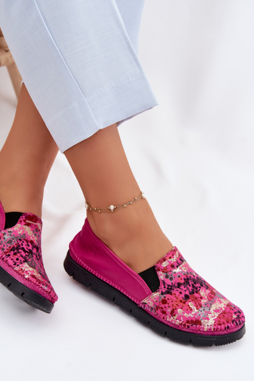 Women's Slip-On Leather Shoes Maciejka 03512-73 Fuchsia