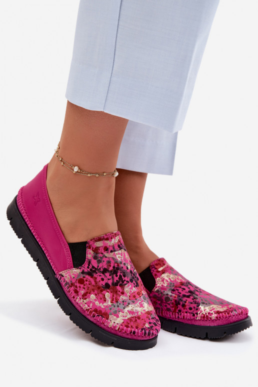 Women's Slip-On Leather Shoes Maciejka 03512-73 Fuchsia