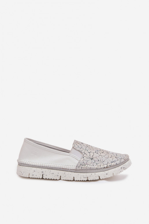 Women's Slip-On Leather Shoes Maciejka 03512-70 White-Silver