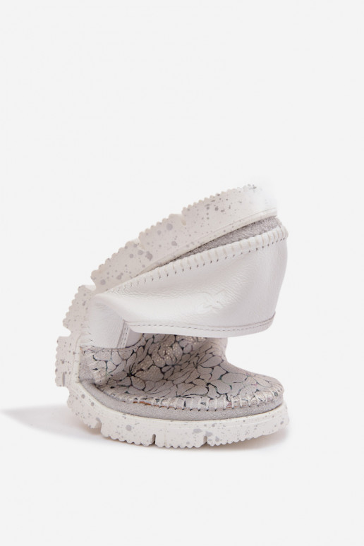 Women's Slip-On Leather Shoes Maciejka 03512-70 White-Silver