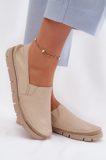 Women's Slip-on Leather Shoes Maciejka 03512-04 Beige