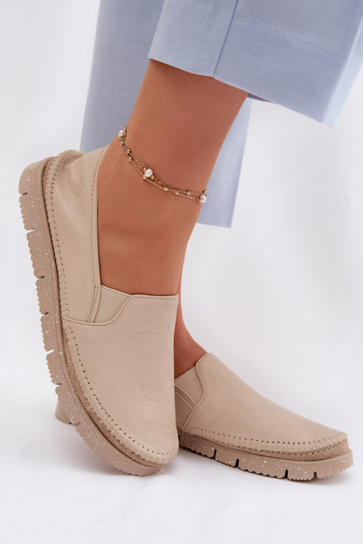 Women's Slip-on Leather Shoes Maciejka 03512-04 Beige
