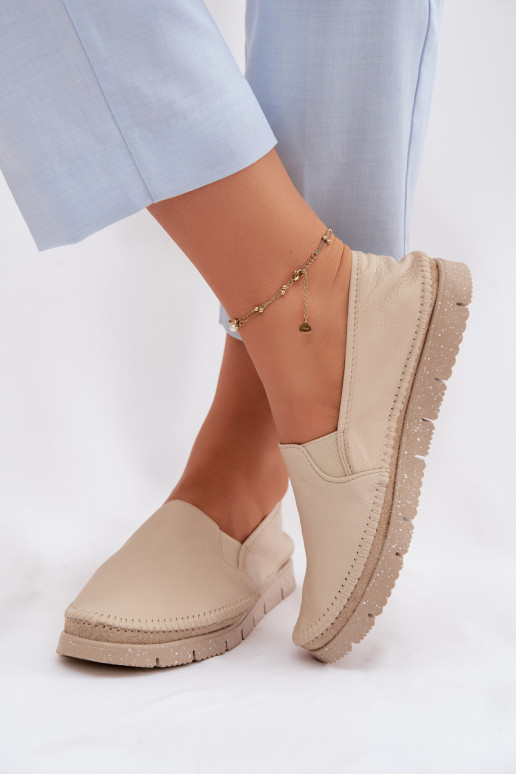 Women's Slip-on Leather Shoes Maciejka 03512-04 Beige