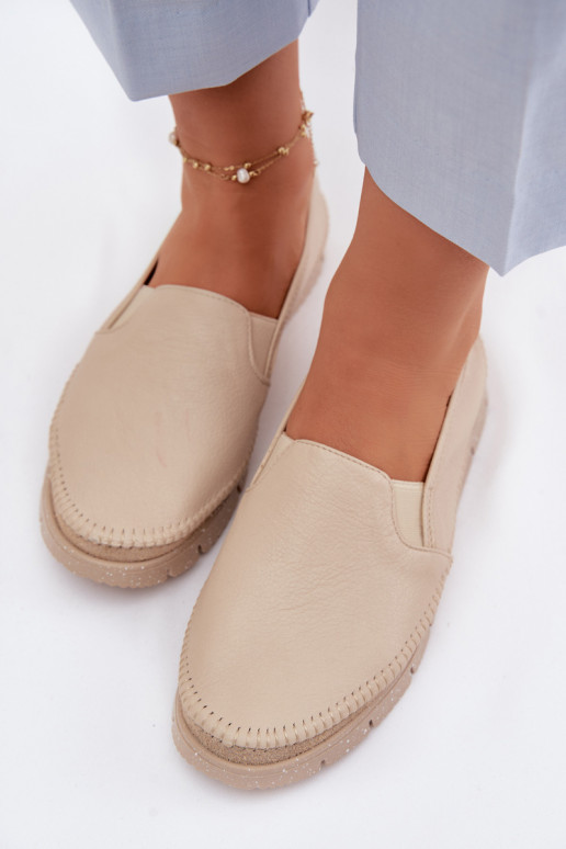 Women's Slip-on Leather Shoes Maciejka 03512-04 Beige