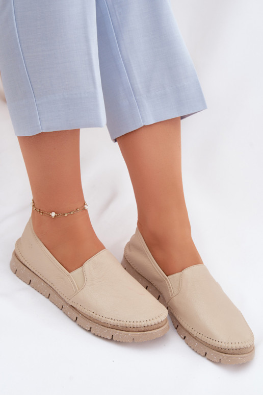Women's Slip-on Leather Shoes Maciejka 03512-04 Beige