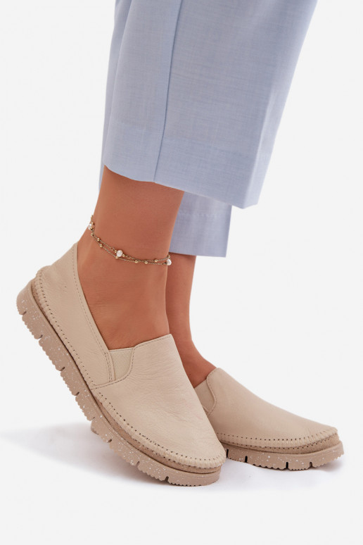 Women's Slip-on Leather Shoes Maciejka 03512-04 Beige