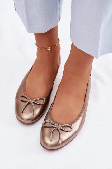 Leather Women's Ballerinas Maciejka P6800-25 Gold