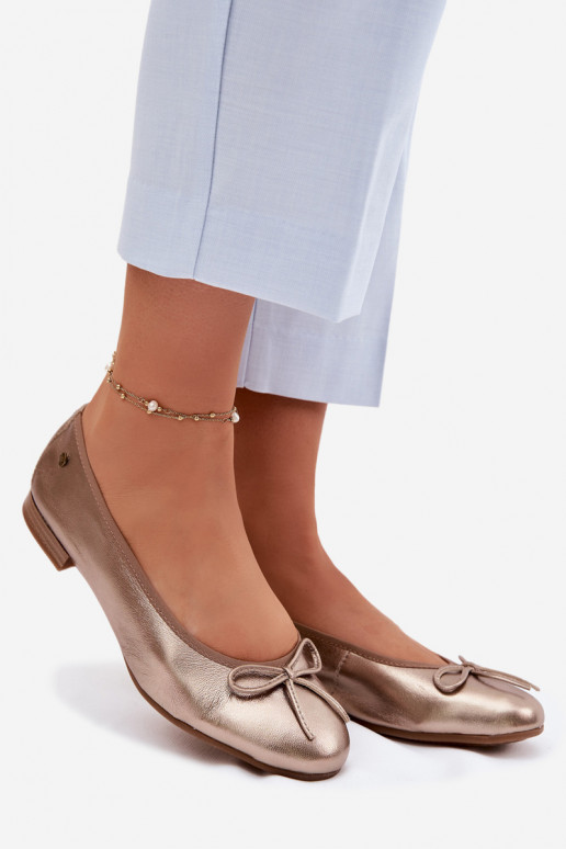 Leather Women's Ballerinas Maciejka P6800-25 Gold