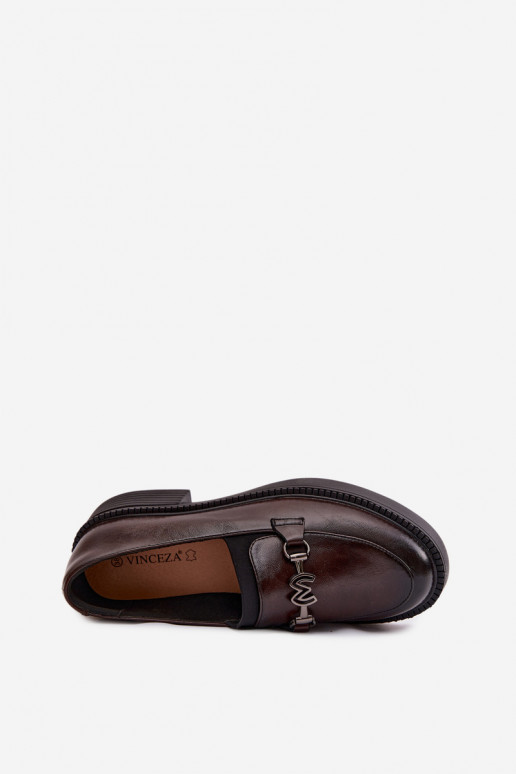 Leather Women's Loafers With Decorative Detail Vinceza 39985 Chocolate