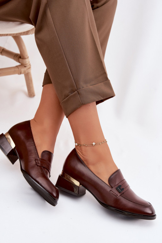 Women's Block Heeled Shoes Vinceza 58625 Brown