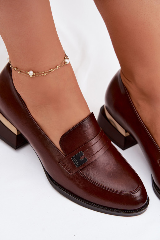 Women's Block Heeled Shoes Vinceza 58625 Brown