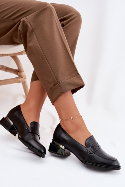 Półbuty Damskie Na Klocku Vinceza 58625 Czarne