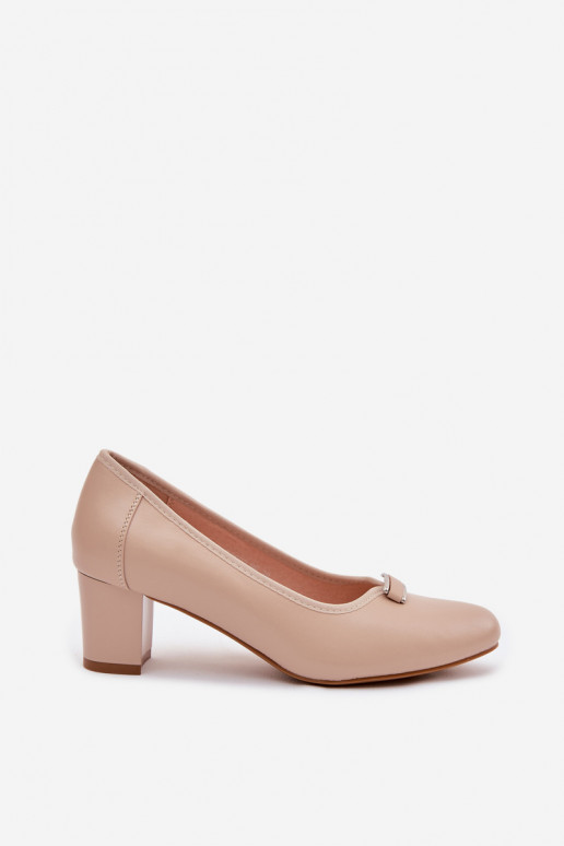 Vinceza Beige Block Heel Shoes