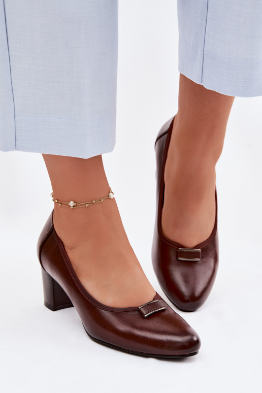 Czółenka Na Słupku Vinceza 58622 Brązowe