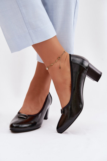 Vinceza Block Heel Shoes 58622 Black