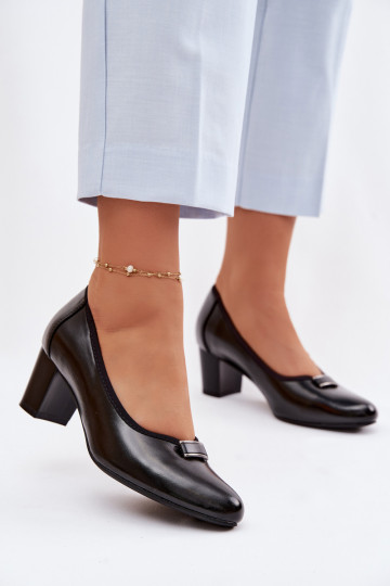 Vinceza Block Heel Shoes 58622 Black 2