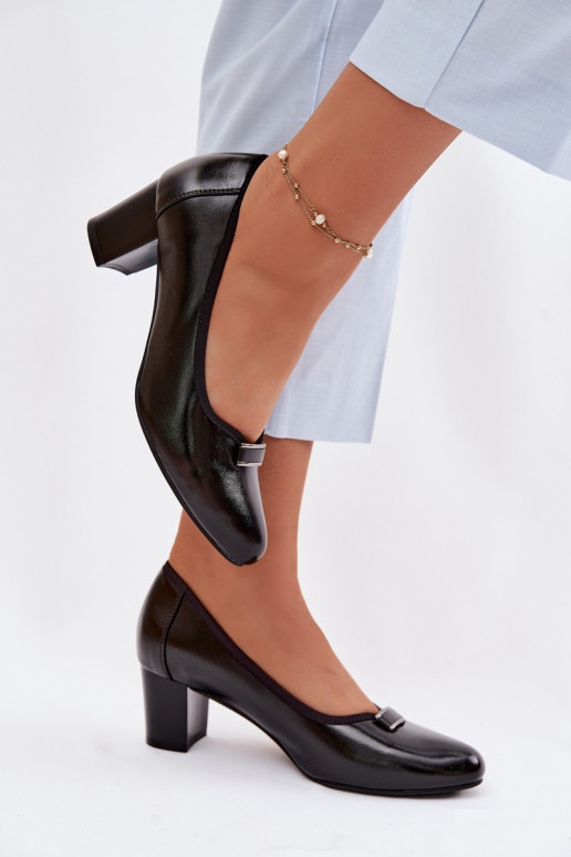 Vinceza Block Heel Shoes 58622 Black