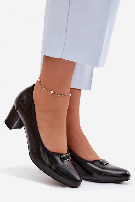 Vinceza Block Heel Shoes 58622 Black