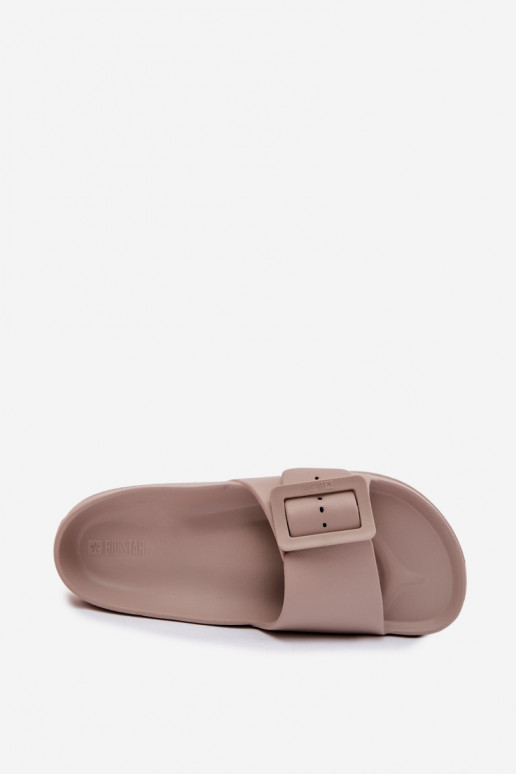 Damskie Piankowe Klapki Na PlatformiewithKlamrą Big Star TT274A079 Ciemnobeżowe