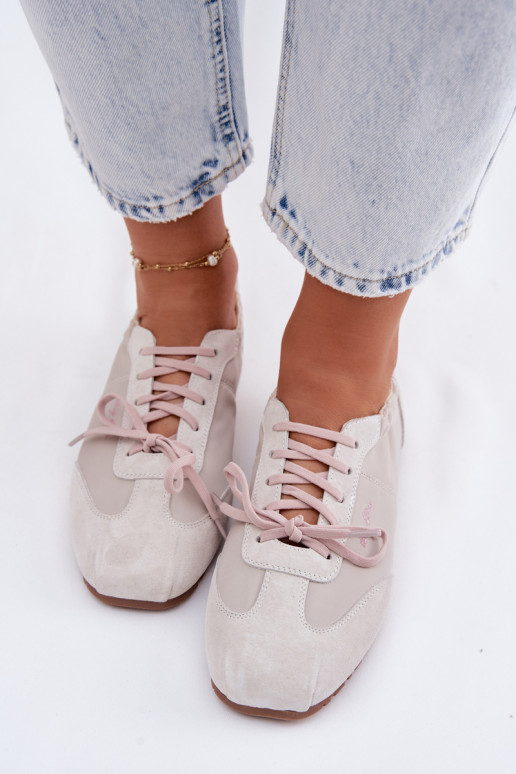 Women's Low Suede Sneakers Big Star TT274599 Beige