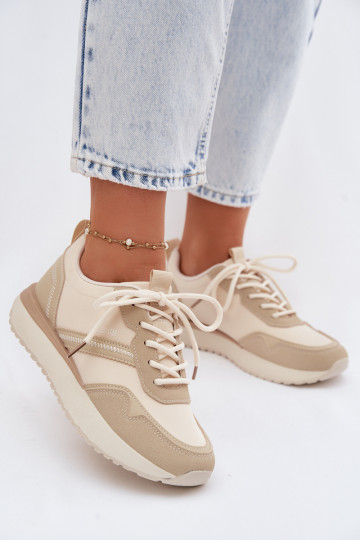 Sneakersy Damskie Na Platformie Big Star TT274278 Beżowe 2