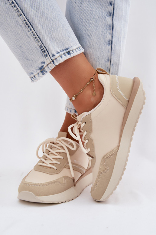 Sneakersy Damskie Na Platformie Big Star TT274278 Beżowe