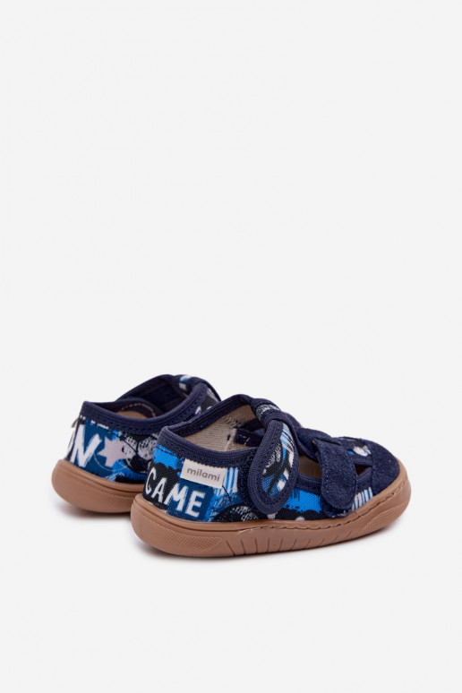 Children's Barefoot Slippers Milami Navy Blue Balls