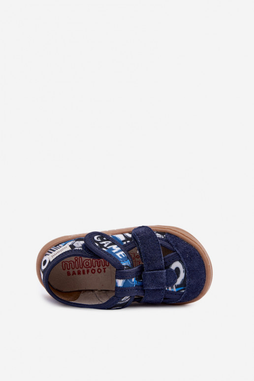 Children's Barefoot Slippers Milami Navy Blue Balls