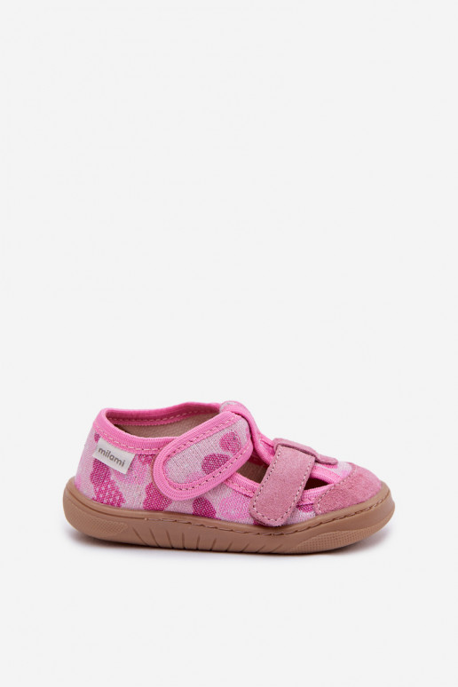 Children's Barefoot Slippers Pink Sparkling Hearts Lumi