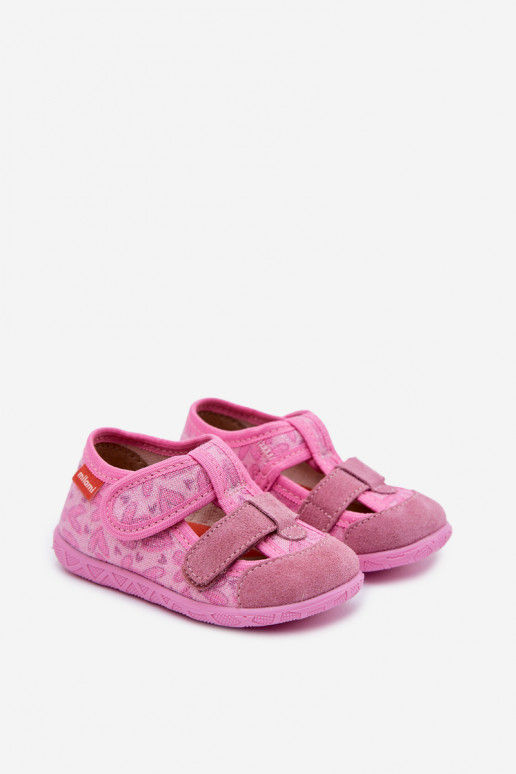 Milami Children's Sparkling Slip-Ons With Velcro Heart-Shaped Pink Reathiana