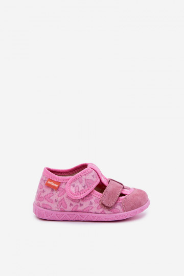 Milami Children's Sparkling Slip-Ons With Velcro Heart-Shaped Pink Reathiana 2