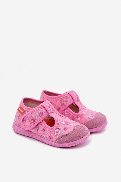 Milami Children's Slippers with Velcro Shiny Pink Jasimrra