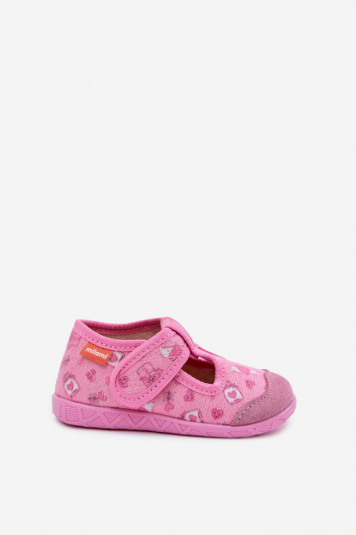 Milami Children's Slippers with Velcro Shiny Pink Jasimrra