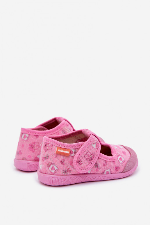 Milami Children's Slippers with Velcro Shiny Pink Jasimrra