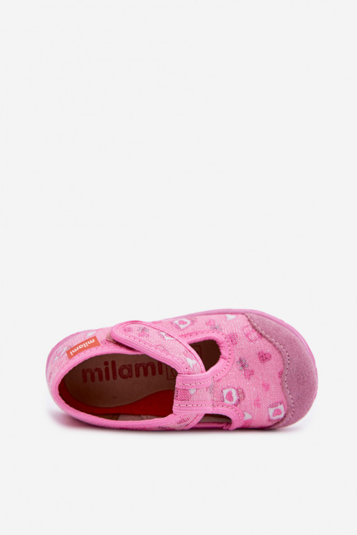 Milami Children's Slippers with Velcro Shiny Pink Jasimrra
