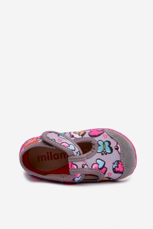 Milami Children's Slippers With Hook and Loop Fastener Gray Jasimrra