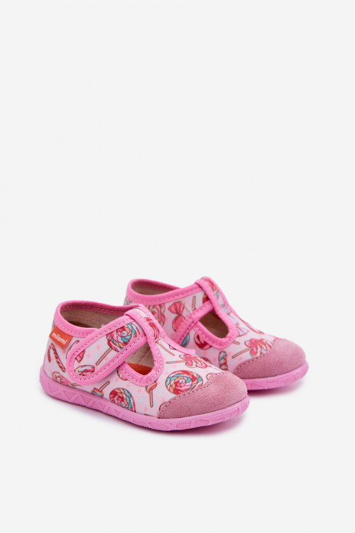 Milami Children's Slippers with Velcro Pink Lizaki Jasimrra