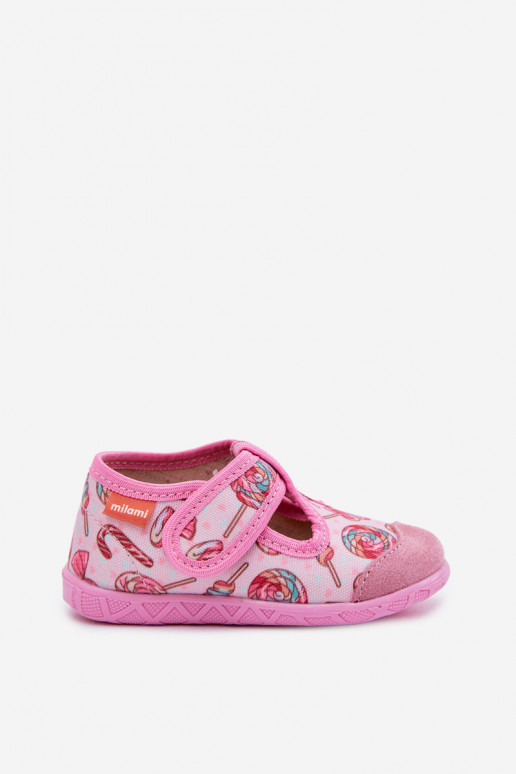 Milami Children's Slippers with Velcro Pink Lizaki Jasimrra