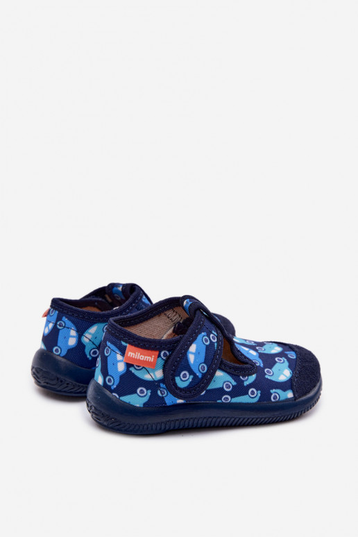 Kids Slippers Milami Elastic With Velcro Navy Ambette