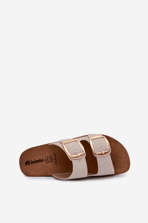 Women's Slippers With Gold Buckles Inblu CP000061 Beige